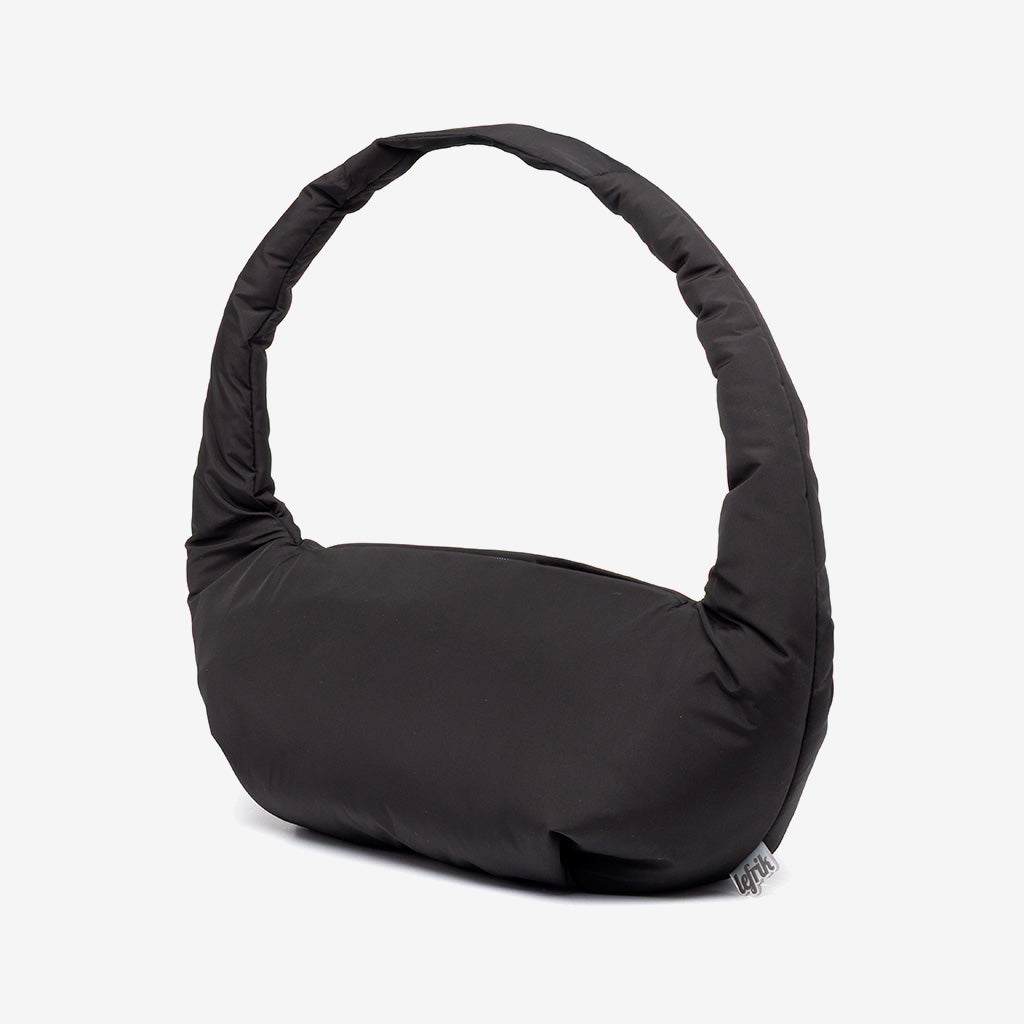 Myra mini bag with circular handle in black, padded shoulder bag Lefrik USA on Tampa Home & Garden Store