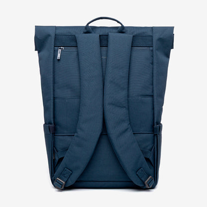 Lefrik USA Roll Backpack Navy back view with two-position straps and padded back panel on Tampa Home & Garden Store