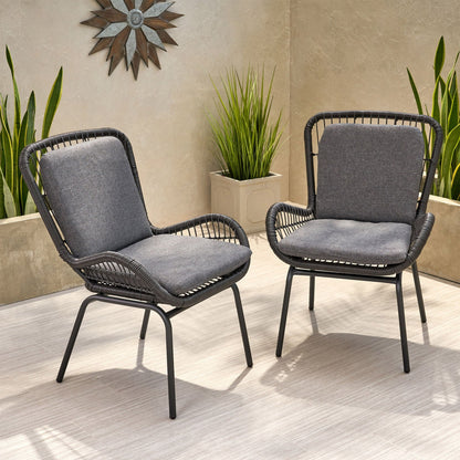 Outdoor wicker club chairs with gray cushions, set of 2, HouseOfZazla on Tampa Home & Garden Store