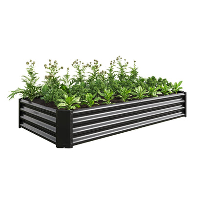 Raised metal garden bed planter 6×3×1 ft black frame HouseOfZazla outdoor furniture on Tampa Home & Garden Store