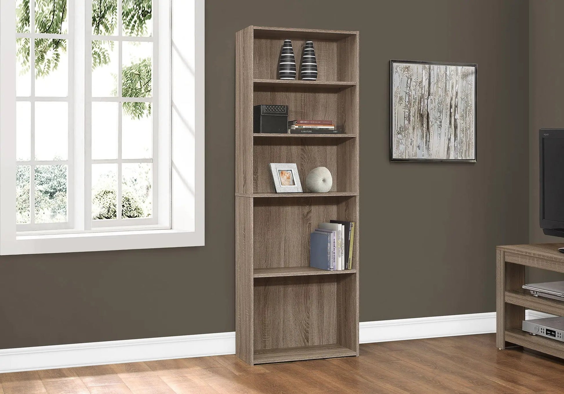 Bookshelf 6-tier bookcase in wooden finish for office by Unique Piece Furniture on Tampa Home & Garden Store