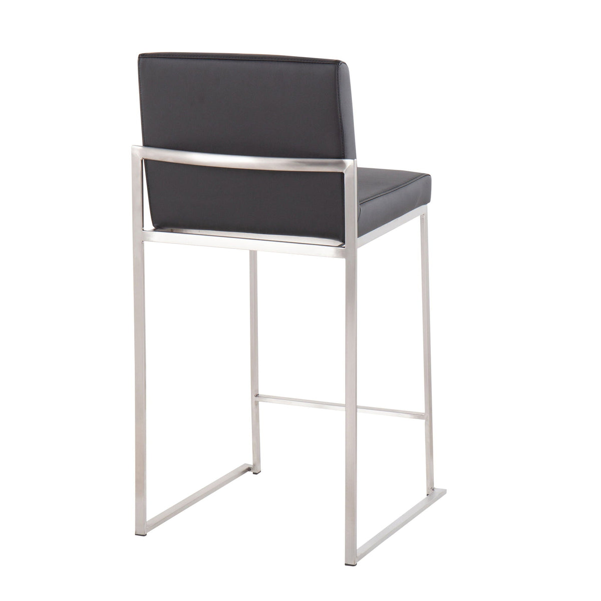 High back counter stool with padded back, black upholstery and chrome frame HouseOfZazla on Tampa Home & Garden Store