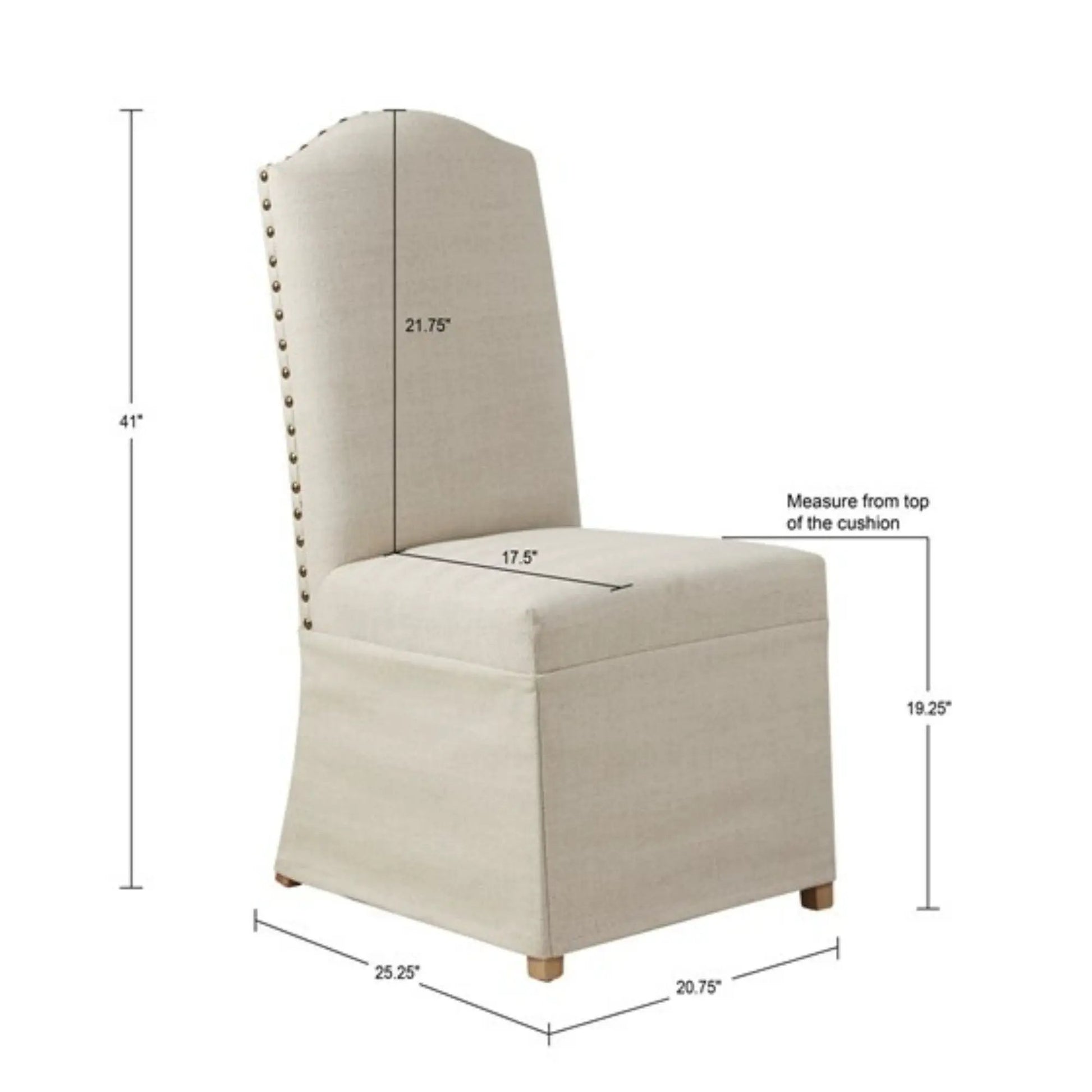 Dining Chair With Skirts beige set of 2, nailhead trim and skirted base by Unique Piece Furniture on Tampa Home & Garden Store