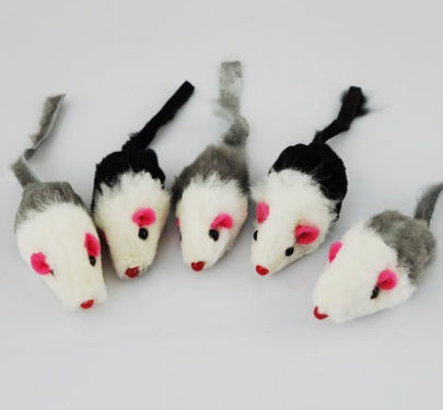 Tiantian rabbit-skin mouse plush toy set of 5, white with gray backs and pink ears, Sell My Stuff on Tampa Home & Garden Store