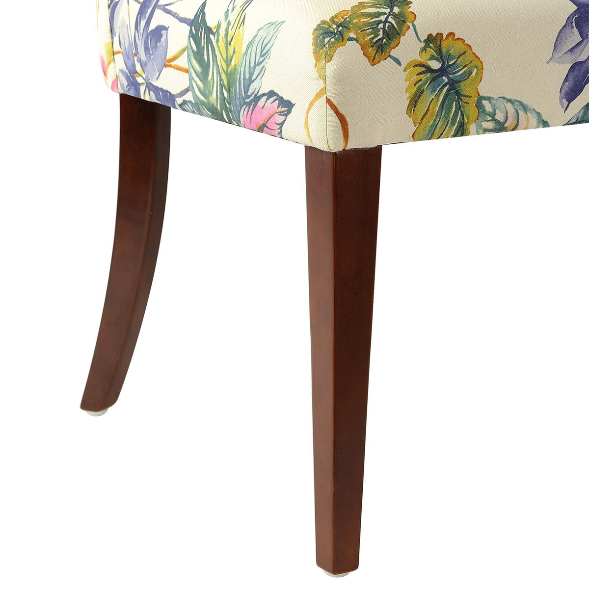 Off-White floral upholstered armless accent chair with dark wood legs HouseOfZazla on Tampa Home & Garden Store