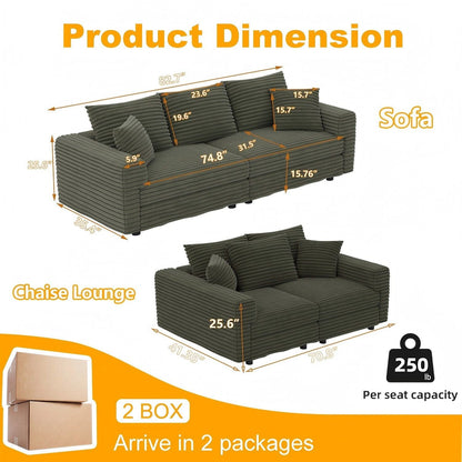 Convertible Sofa With Deep Seat and Pillows