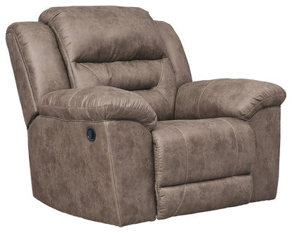 Stoneland rocker recliner brown faux leather with plush cushions by Unique Piece Furniture on Tampa Home & Garden Store