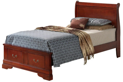 Upholstered Sleigh Bed with Dovetail Drawers