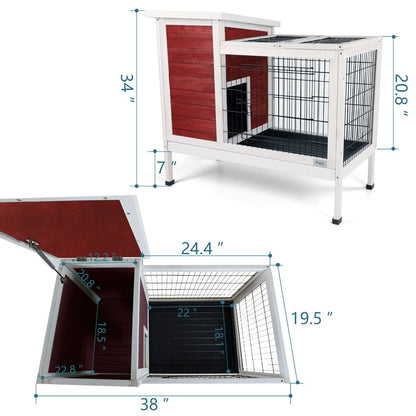 Two Tier Wooden Rabbit Cage for Small Animals