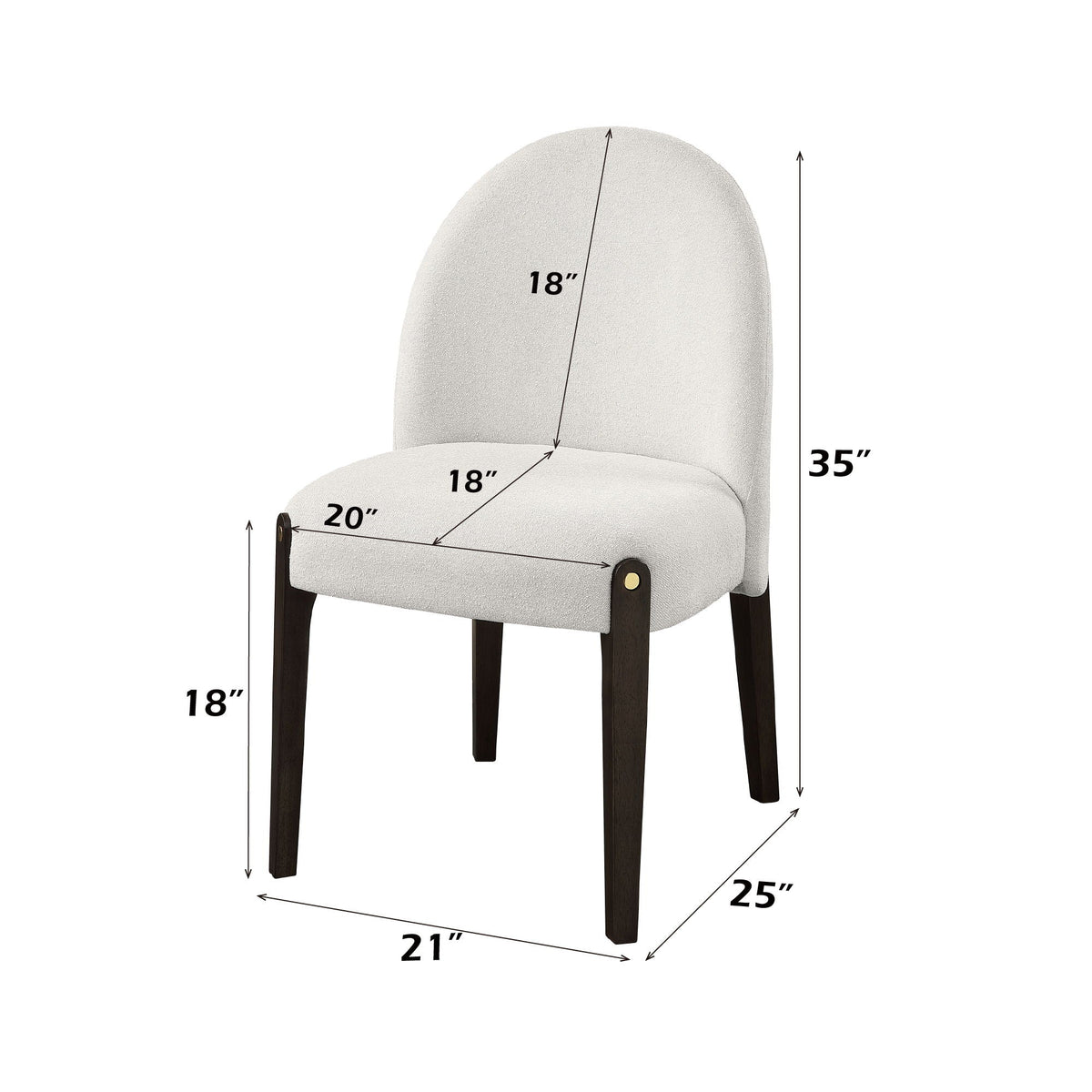 Beige Clayten upholstered side chair set of 2 by HouseOfZazla with dark wood legs on Tampa Home & Garden Store