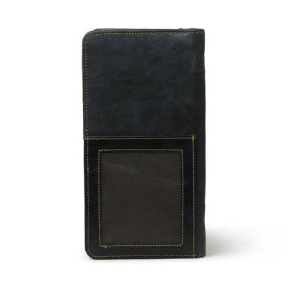 Blair Black Buffalo Leather Wallet for Women by Classy Leather Bags with yellow stitching on Tampa Home & Garden Store