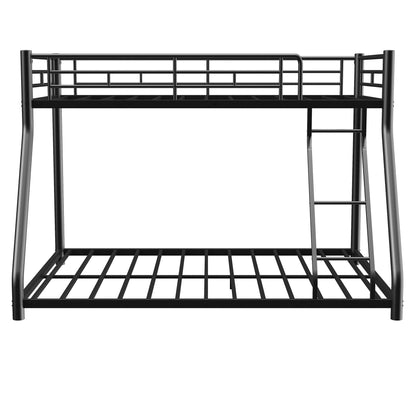 Sturdy Metal Bunk Bed With Ladder and Guardrail