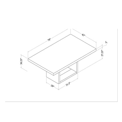 Sheena dining table blueprint by Unique Piece Furniture; rectangular table with lower shelf on Tampa Home & Garden Store