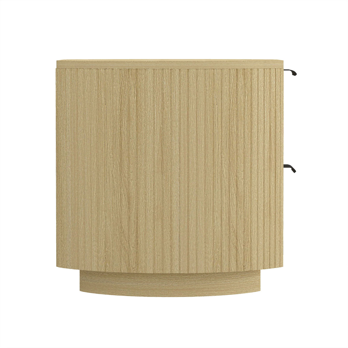 Oak nightstand with 2 ribbed drawers, natural wood finish, black metal pulls on Tampa Home & Garden Store