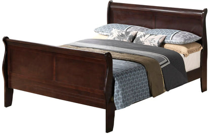 Louis Phillipe Panel Sleigh Bed in dark mahogany with headboard by Unique Piece Furniture on Tampa Home & Garden Store