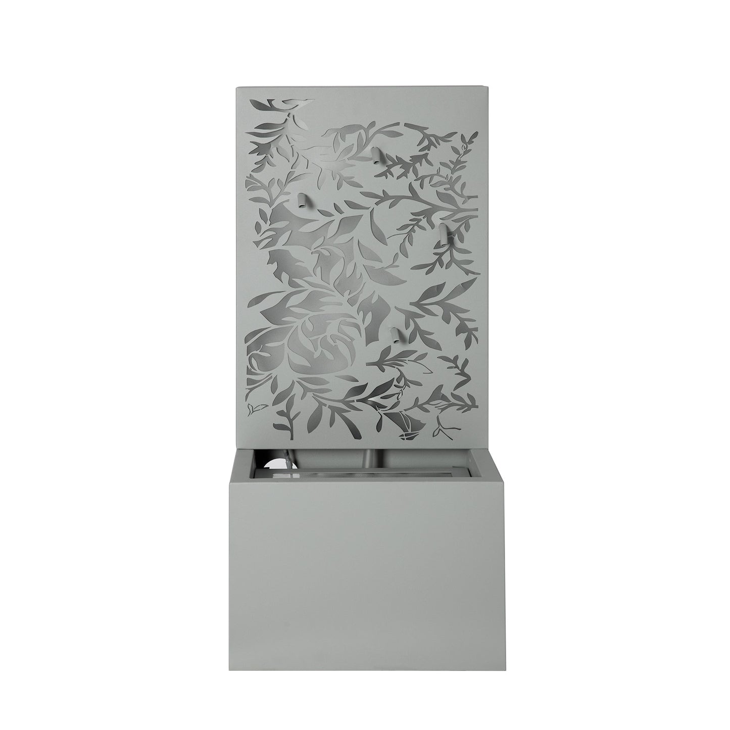 Gray Metal Leaf Cutout Outdoor Fountain with Led