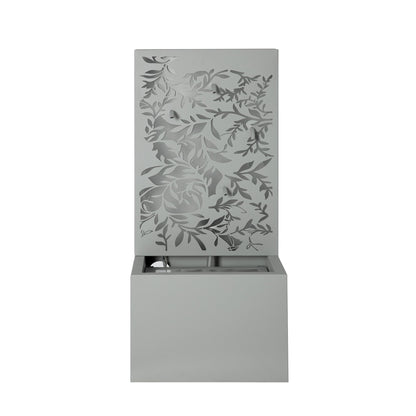 Gray Metal Leaf Cutout Outdoor Fountain with Led