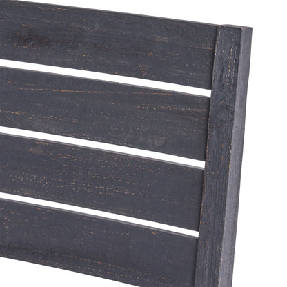 7-Piece Outdoor Dining Set dark acacia wood slat panel with distressed finish on Tampa Home & Garden Store