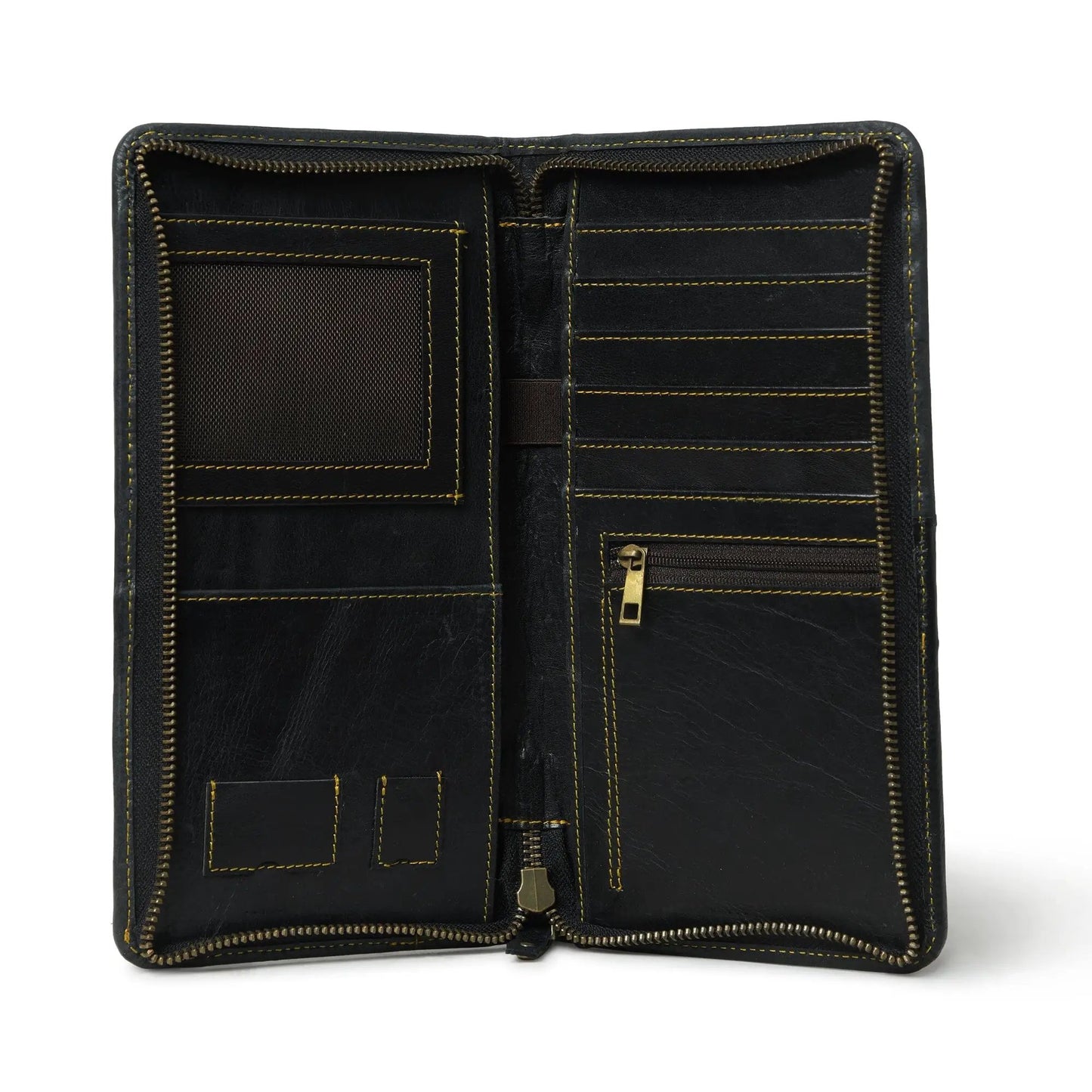 Blair Black Buffalo Leather Wallet for Women black buffalo leather with yellow stitching on Tampa Home & Garden Store