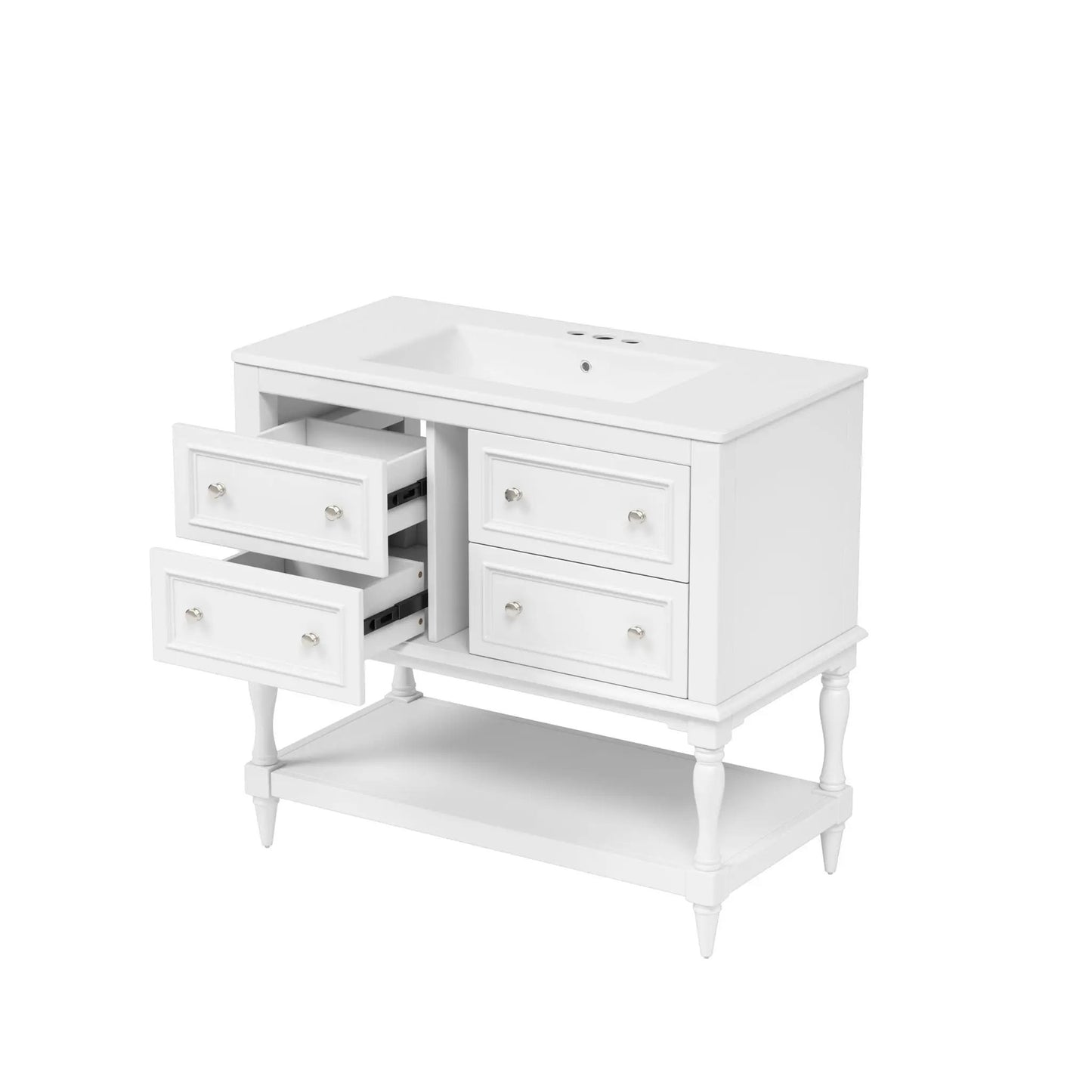 Bathroom vanity cabinet with undermount sink, white, four-drawer set, Unique Piece Furniture on Tampa Home & Garden Store
