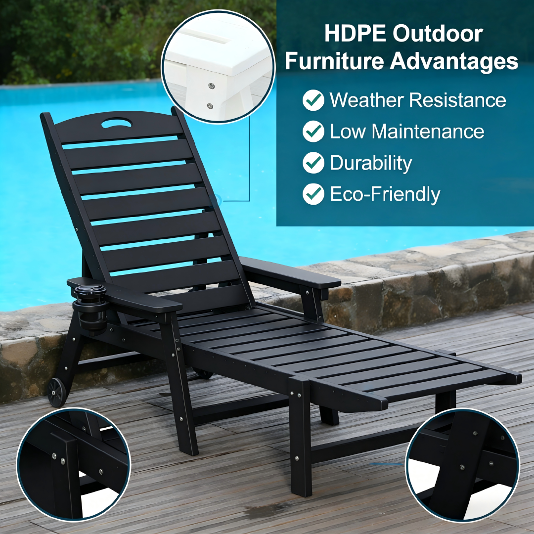 Hdpe Adjustable Chaise Lounge and Backrest