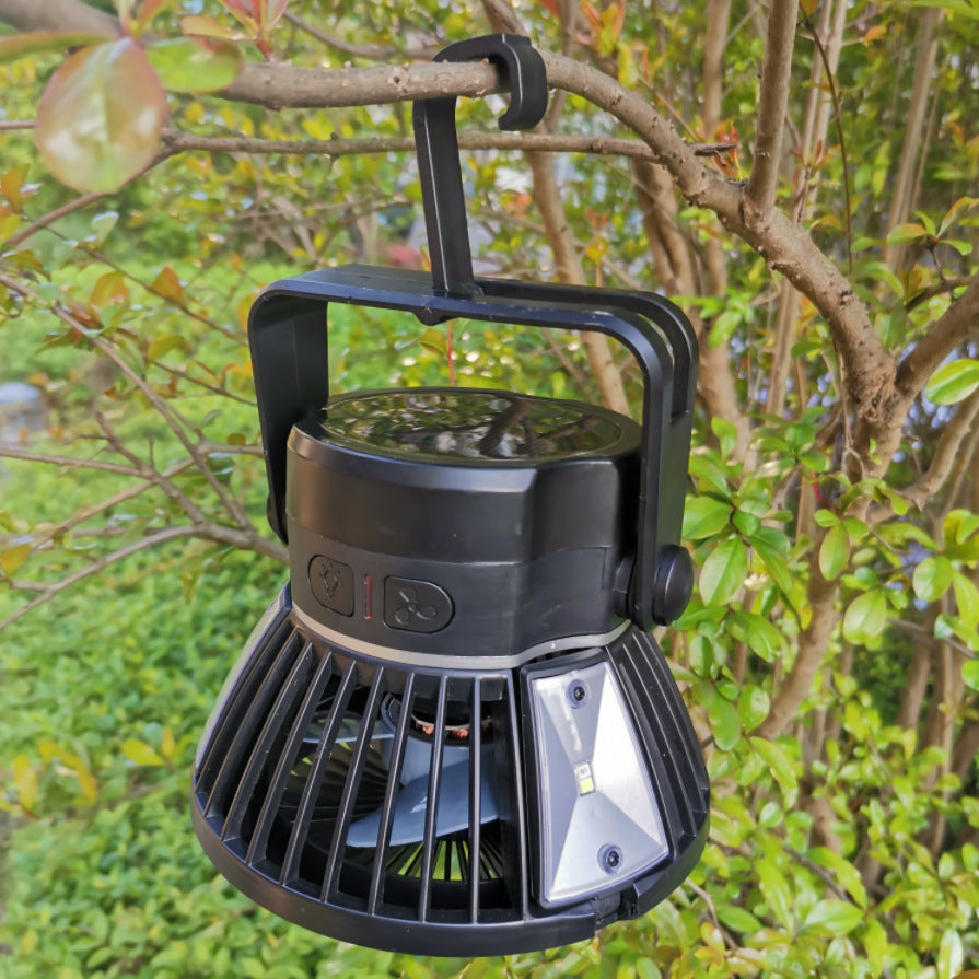 Solar camping light with foldable fan and hanging hook USB rechargeable 3-level airflow My Store on Tampa Home & Garden Store