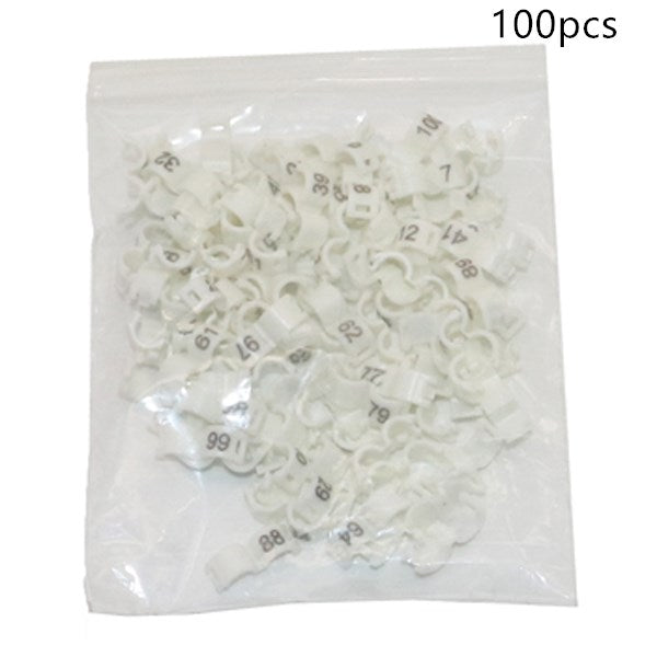 Bird foot ring split ring set, white plastic, 100 pcs for pet grooming supplies on Tampa Home & Garden Store