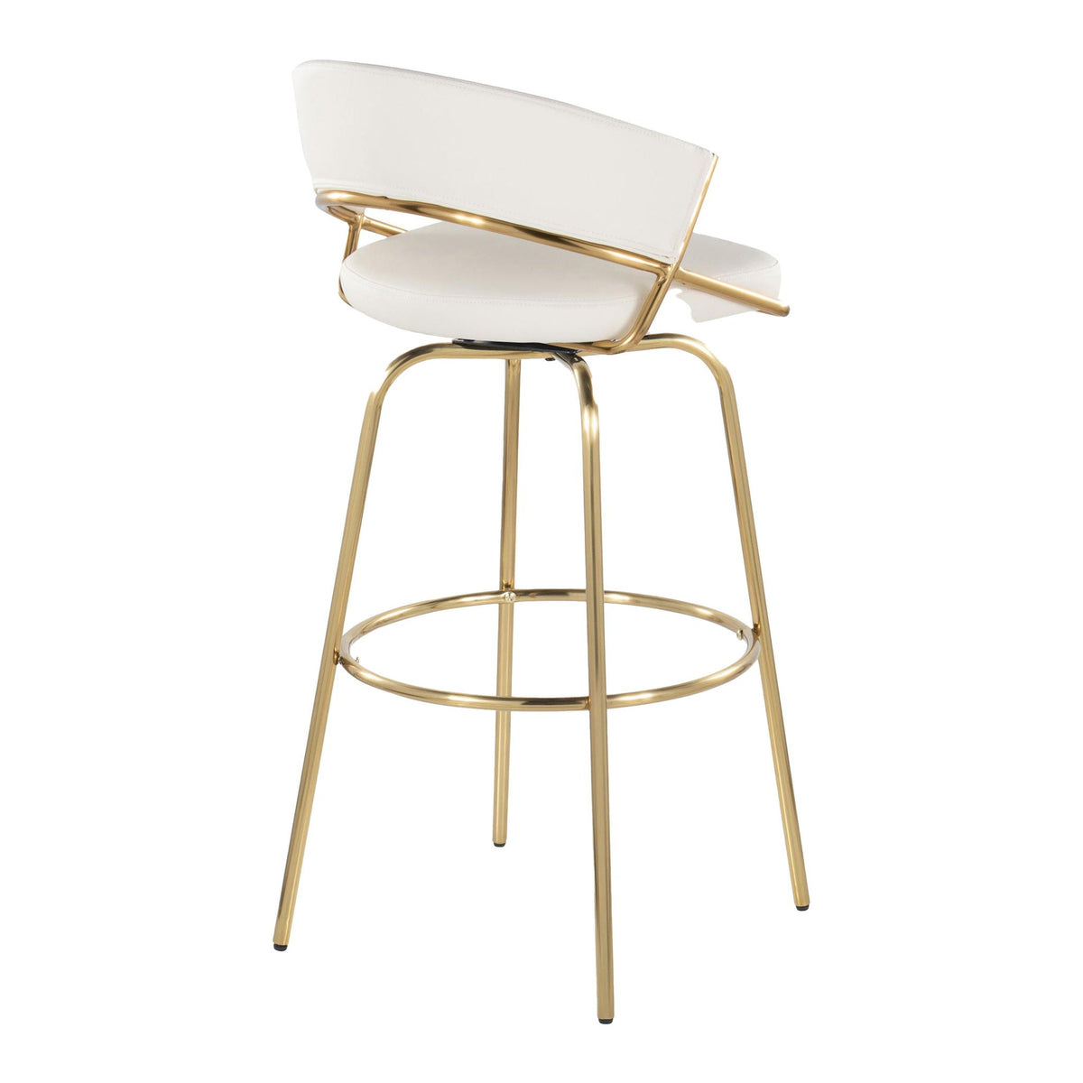 Modern swivel barstool set white upholstery with gold round footrest by HouseOfZazla on Tampa Home & Garden Store
