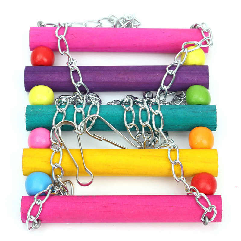Colorful suspension bridge swing bar with rainbow wooden slats and silver chains on Tampa Home & Garden Store