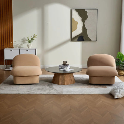 Pumpkin Shaped Swivel Accent Chair Living Room