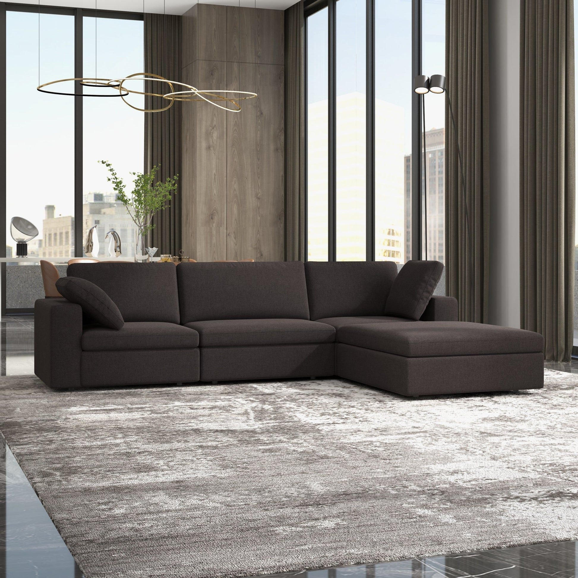 Cecilia modular corner sectional sofa in dark charcoal gray fabric by HouseOfZazla on Tampa Home & Garden Store