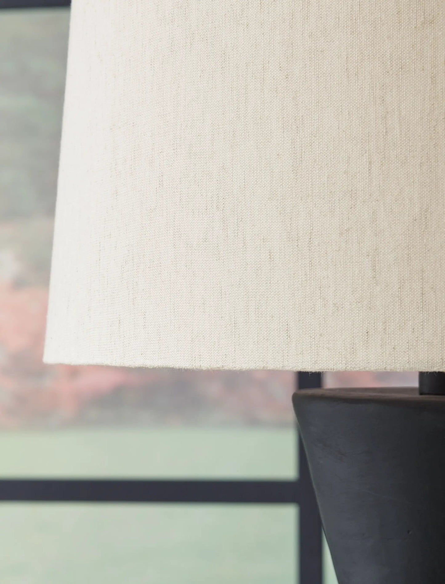 Scarbot paper table lamp beige fabric shade distressed black base set of 2 Unique Piece Furniture on Tampa Home & Garden Store