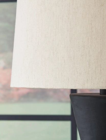 Scarbot paper table lamp beige fabric shade distressed black base set of 2 Unique Piece Furniture on Tampa Home & Garden Store