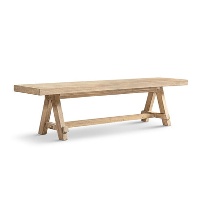 Natural dining bench with pillar base in solid reclaimed elm, HouseOfZazla on Tampa Home & Garden Store