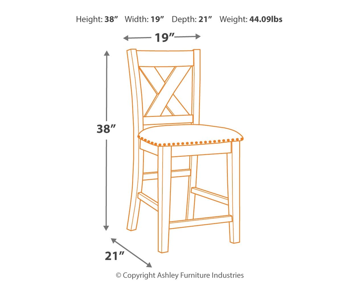 Caitbrook Barstool set of 2 gray with X-back and nailhead trim by Unique Piece Furniture on Tampa Home & Garden Store
