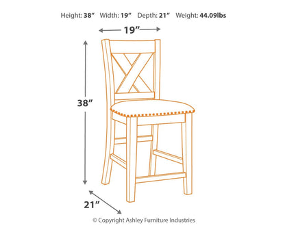 Caitbrook Barstool set of 2 gray with X-back and nailhead trim by Unique Piece Furniture on Tampa Home & Garden Store
