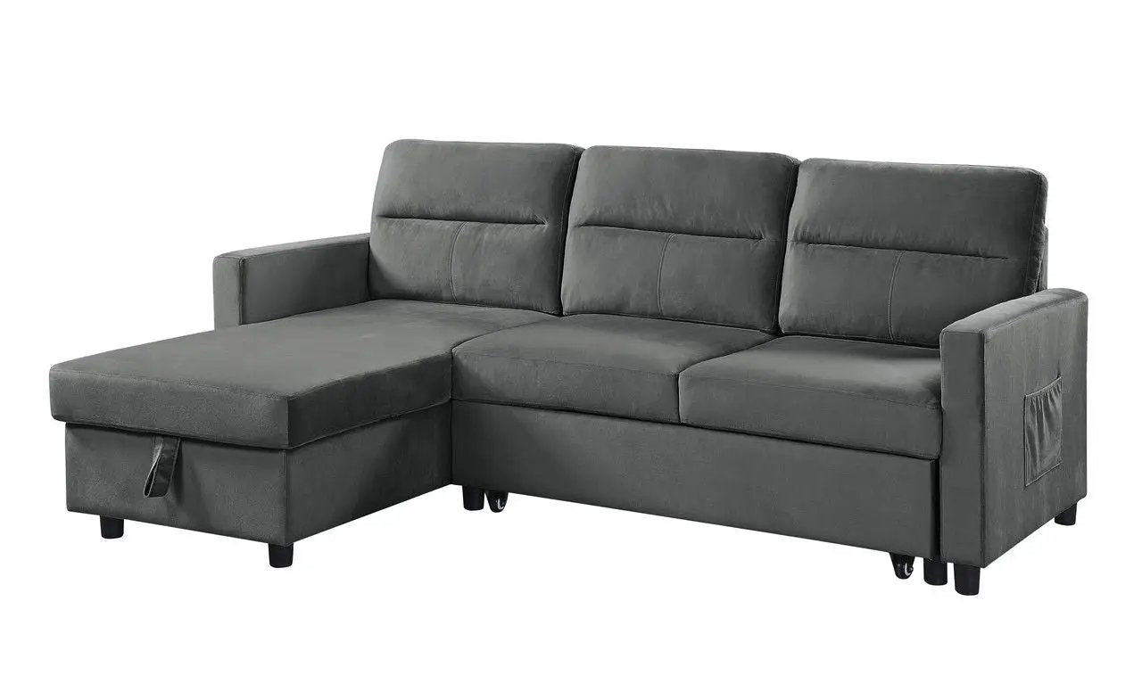 Ivy reversible sleeper sectional gray with storage chaise and side pocket Unique Piece Furniture on Tampa Home & Garden Store