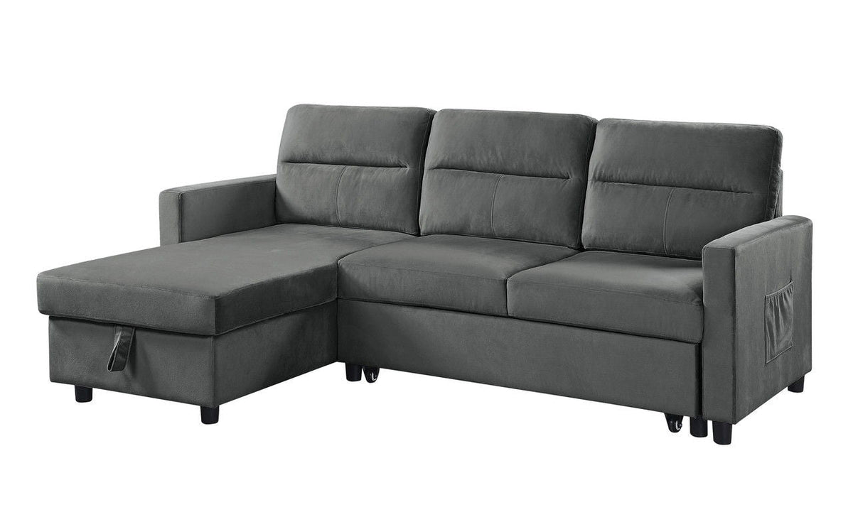 Ivy reversible sleeper sectional with storage chaise gray fabric HouseOfZazla on Tampa Home & Garden Store