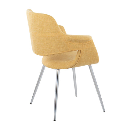 Retro Chic Art Deco Chair Set by HouseOfZazla in yellow fabric with chrome legs on Tampa Home & Garden Store