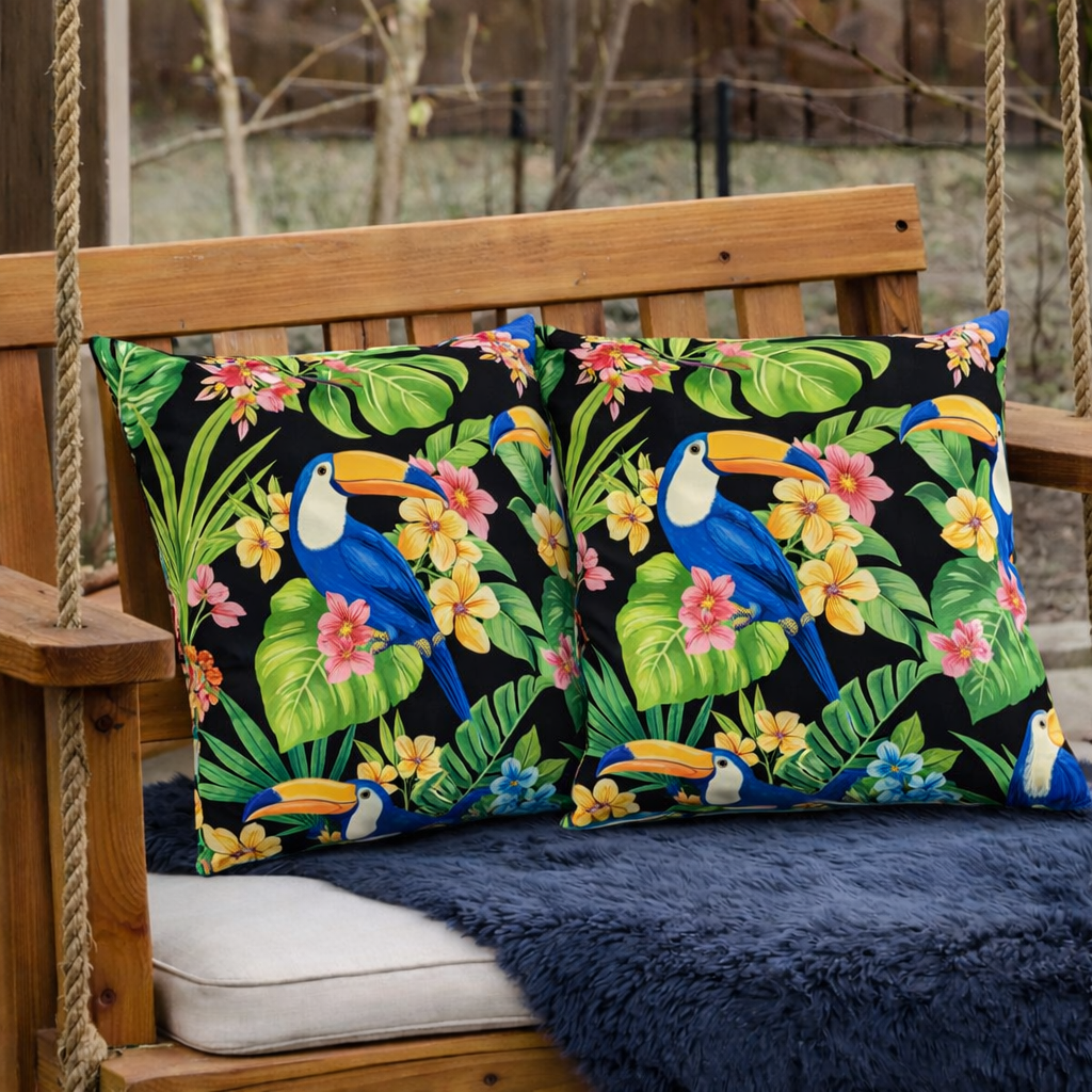 Two Waterproof and Durable Outdoor Throw Pillows