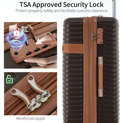4 piece luggage set in coffee color with ABS hard shell, TSA lock, spinner wheels on Tampa Home & Garden Store