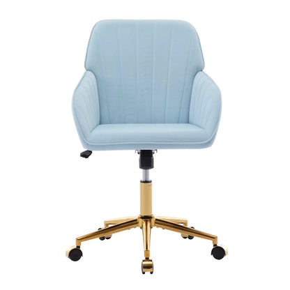 Adjustable ergonomic swivel chair in light blue with gold base by Unique Piece Furniture on Tampa Home & Garden Store
