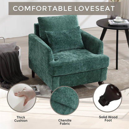 Modern mid-century teal chenille armchair with tufted cushions Unique Piece Furniture on Tampa Home & Garden Store