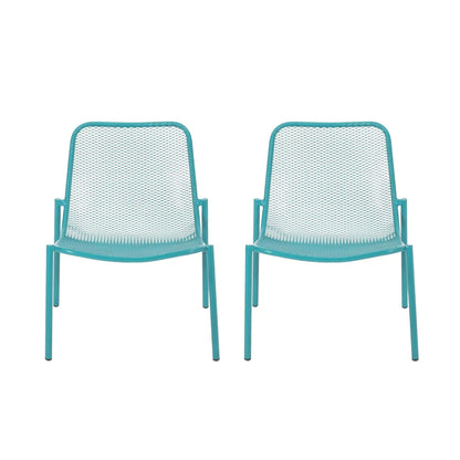 Outdoor Iron Chair With Mesh Design teal mesh-back outdoor dining chairs HouseOfZazla pair on Tampa Home & Garden Store