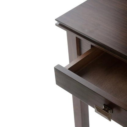 Artisan Handcrafted Console Sofa Table dark wood finish brass drawer pull Unique Piece Furniture on Tampa Home & Garden Store
