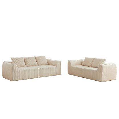 Minimalist Corduroy Seater Sofa and Bench