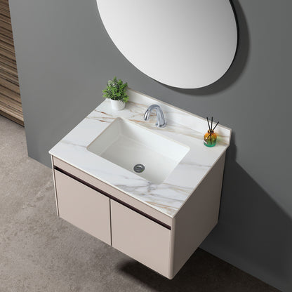Elegant Vanity Top With Undermount Sink And Backsplash, white marble countertop on vanity on Tampa Home & Garden Store