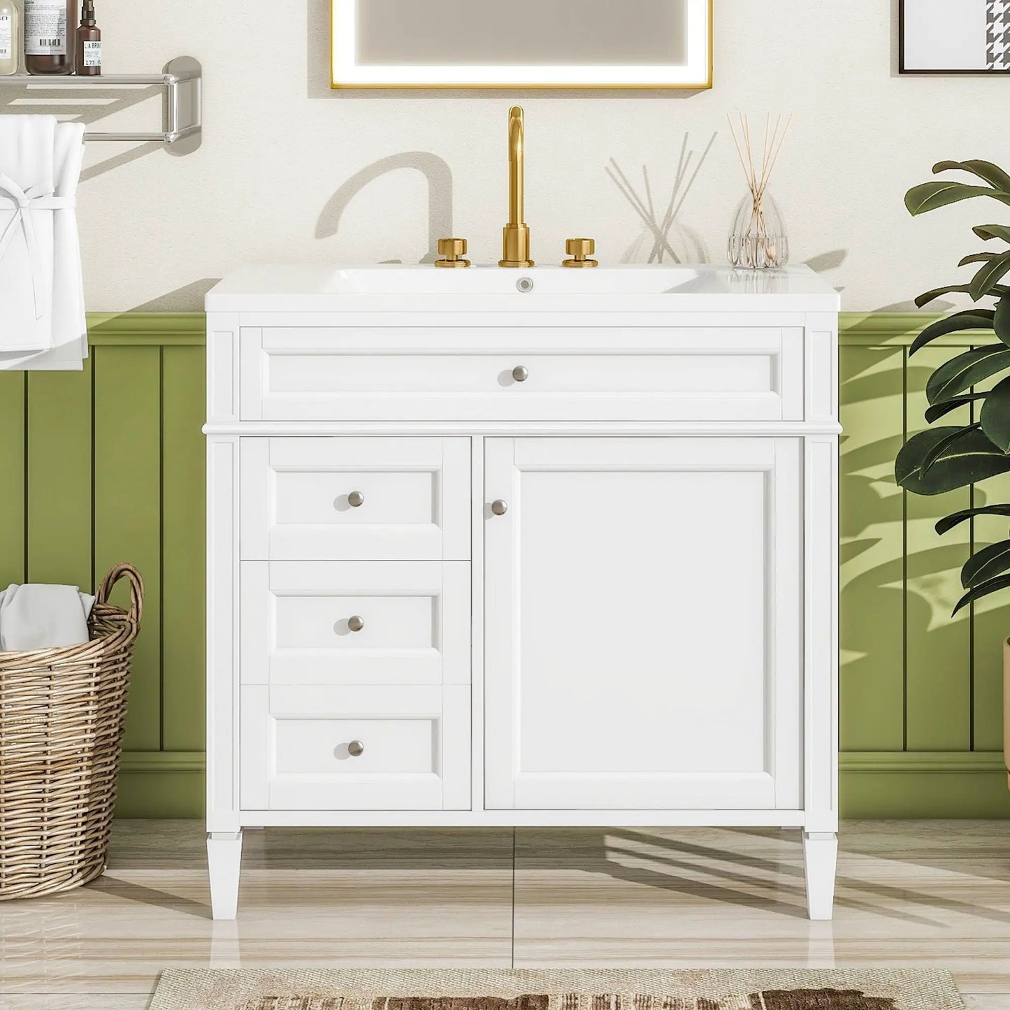Bathroom Vanity With Top Sink and 2 Drawers