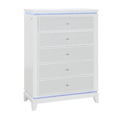 Adalid Five Drawer Chest With Led Lighting White