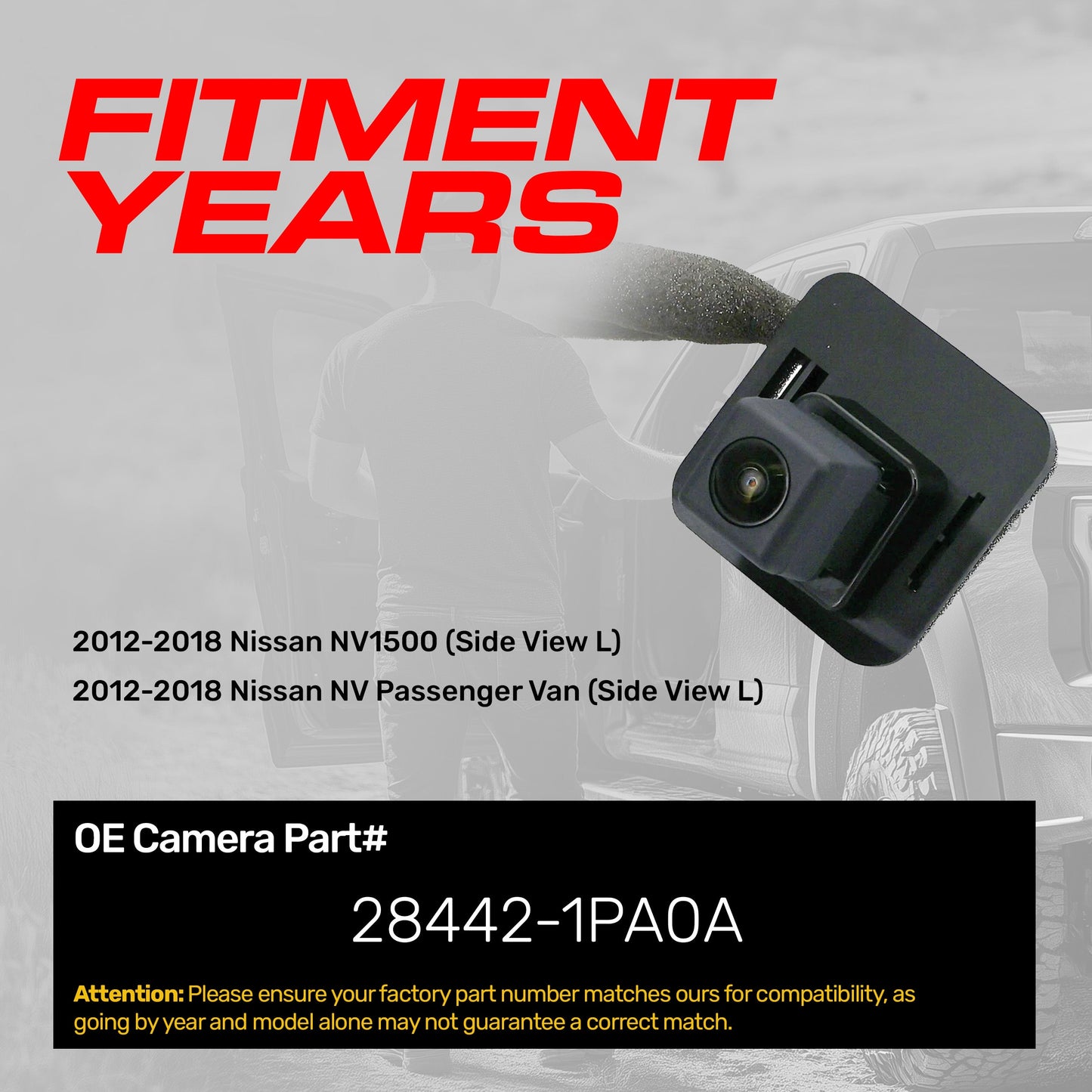 Master Tailgaters left rear view backup camera 2012-2018 NV1500/Passenger Van 28442-1PA0A on Tampa Home & Garden Store
